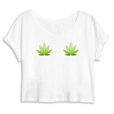 T-SHIRT FÉMINISTE CANNABIS (CROP) Blanc