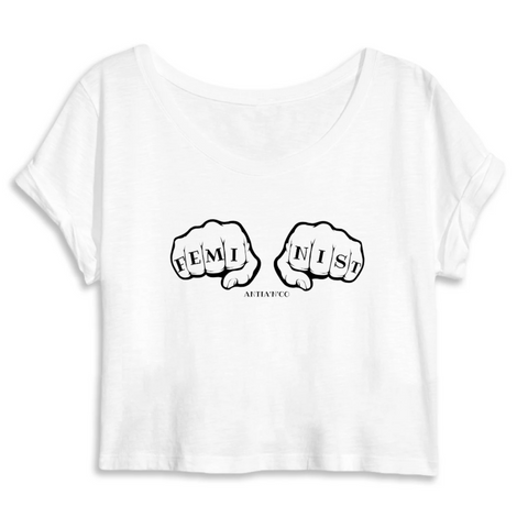 crop top tee shirt feministe punch tattoo Blanc
