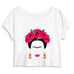 t-shirt crop feminist frida Blanc