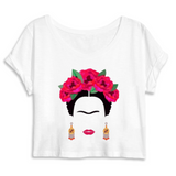 t-shirt crop feminist frida Blanc