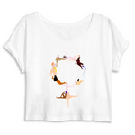 T-Shirt Crop Féministe Femme Nue Blanc