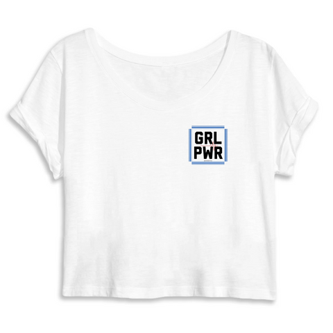 T-Shirt Crop Féministe Girl Power Blanc