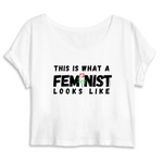 tee shirt crop top feministe Blanc