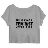 t-shirt crop top vrais feministe Gris