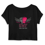 t-shirt feministe notre combat crop Noir